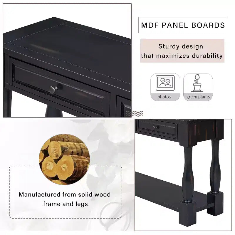 63L Extra-thick Console Table with Drawers and Shelf RE-ModernLuxe
