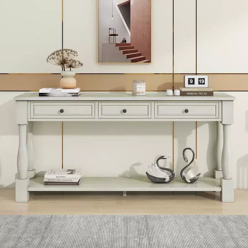 63L Extra-thick Console Table with Drawers and Shelf RE-ModernLuxe