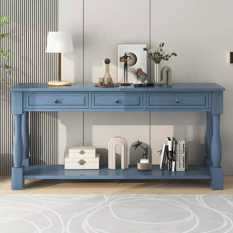 63L Extra-thick Console Table with Drawers and Shelf RE-ModernLuxe