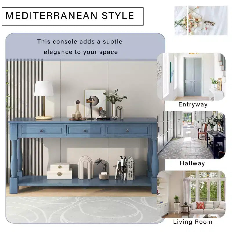 63L Extra-thick Console Table with Drawers and Shelf RE-ModernLuxe
