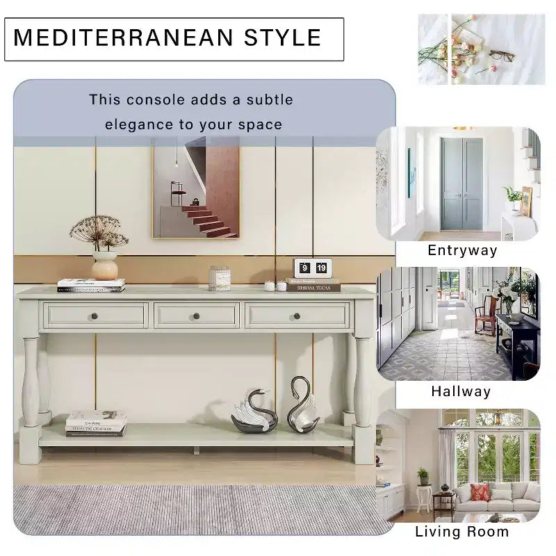 63L Extra-thick Console Table with Drawers and Shelf RE-ModernLuxe