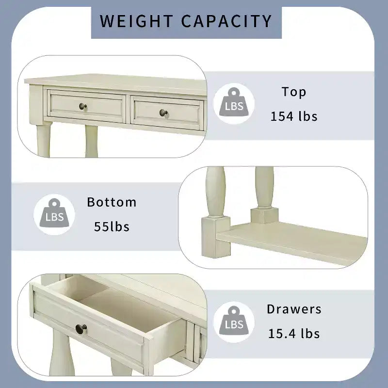 63L Extra-thick Console Table with Drawers and Shelf RE-ModernLuxe