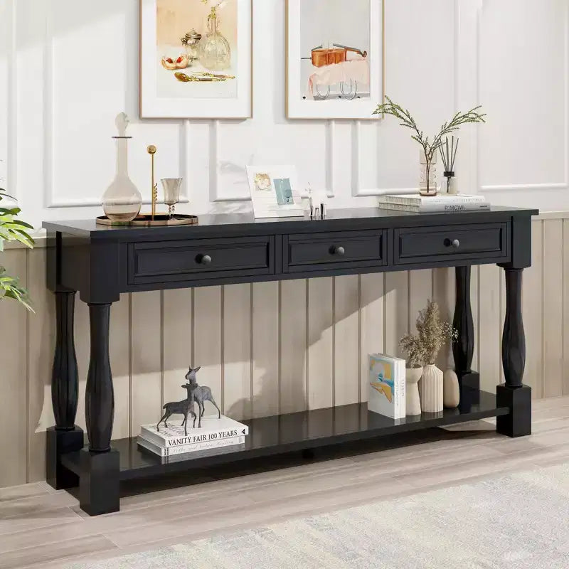 63L Extra-thick Console Table with Drawers and Shelf RE-ModernLuxe