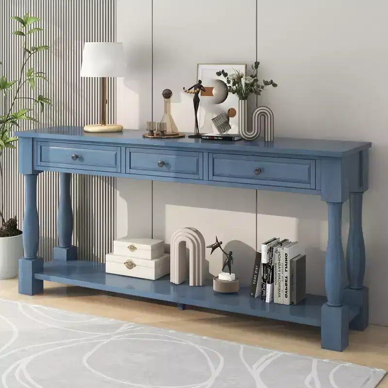 63L Extra-thick Console Table with Drawers and Shelf RE-ModernLuxe