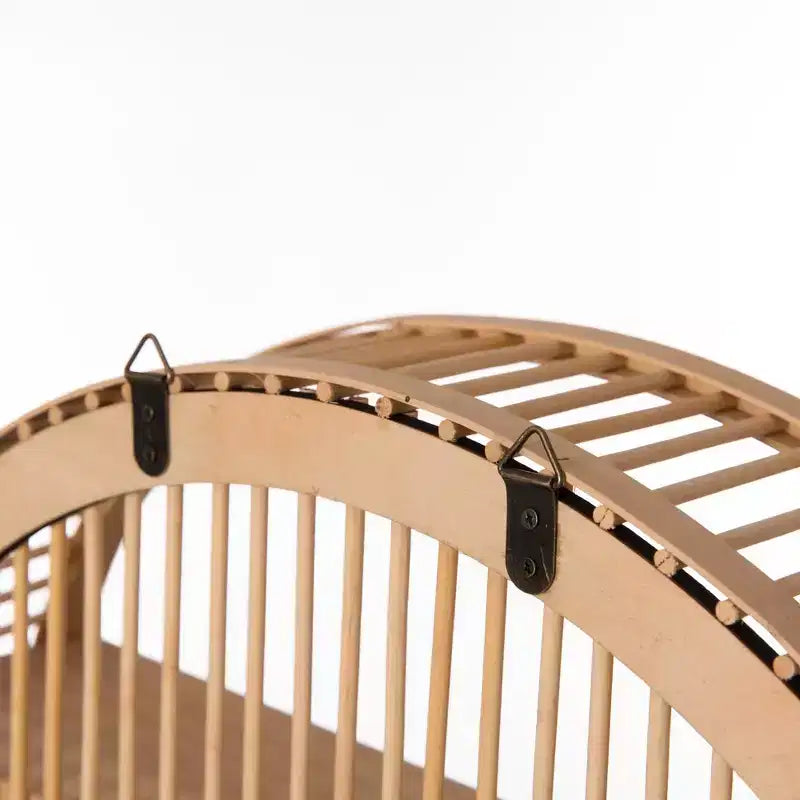 Vintiquewise Decorative Rattan Round Display Shelf With 2 Shelves for The Dining Room, Living Room, or Office.