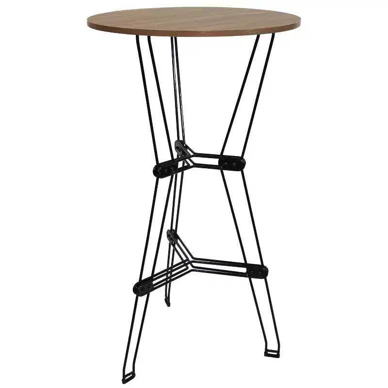 Sunnydaze Indoor Modern Furniture Steel Wire Bar Table with Faux Woodgrain Tabletop - Brown
