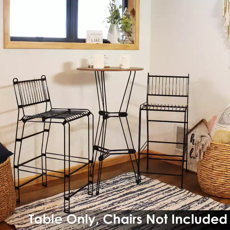 Sunnydaze Indoor Modern Furniture Steel Wire Bar Table with Faux Woodgrain Tabletop - Brown