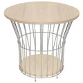 Sunnydaze Indoor Steel Wire Pedestal End Table with MDF Pull-Open Tabletop - 17.25 H - Cream