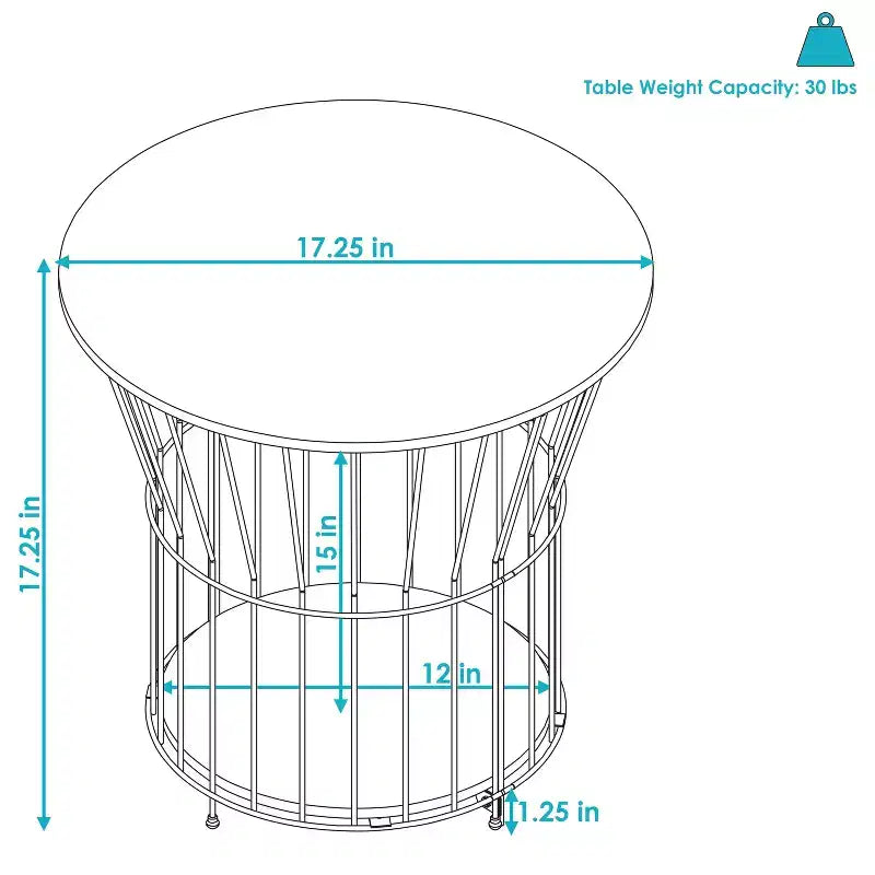 Sunnydaze Indoor Steel Wire Pedestal End Table with MDF Pull-Open Tabletop - 17.25 H - Cream