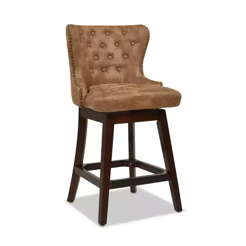 Jennifer Taylor Home Holmes 27 Tufted High-Back 360 Swivel Counter-Height Barstool