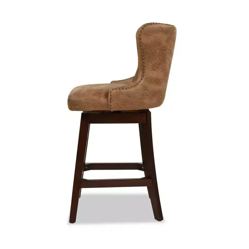 Jennifer Taylor Home Holmes 27 Tufted High-Back 360 Swivel Counter-Height Barstool