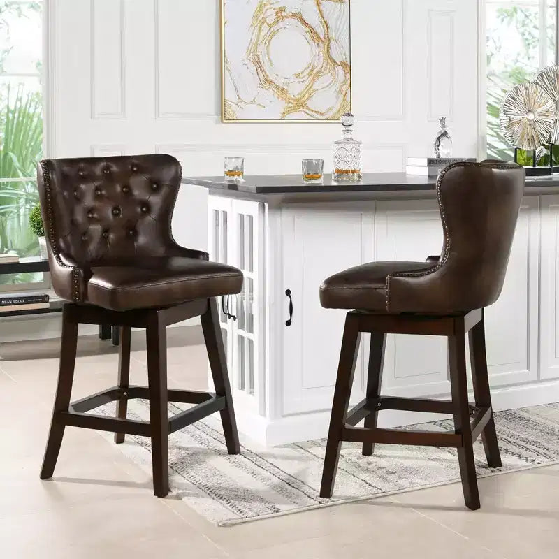 Jennifer Taylor Home Holmes 27 Tufted High-Back 360 Swivel Counter-Height Barstool