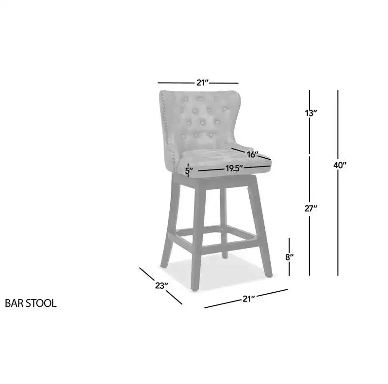 Jennifer Taylor Home Holmes 27 Tufted High-Back 360 Swivel Counter-Height Barstool