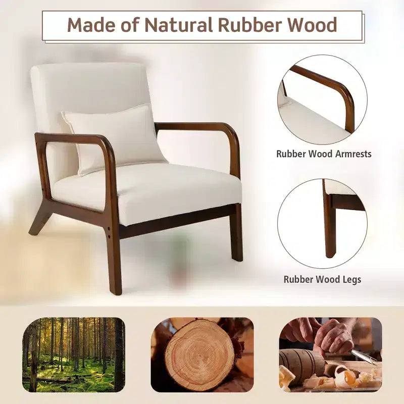 Costway 1PC/2PCS Modern Accent Chair Leisure Armchair with Rubber Wood Frame & Lumbar Pillow Gray/Beige
