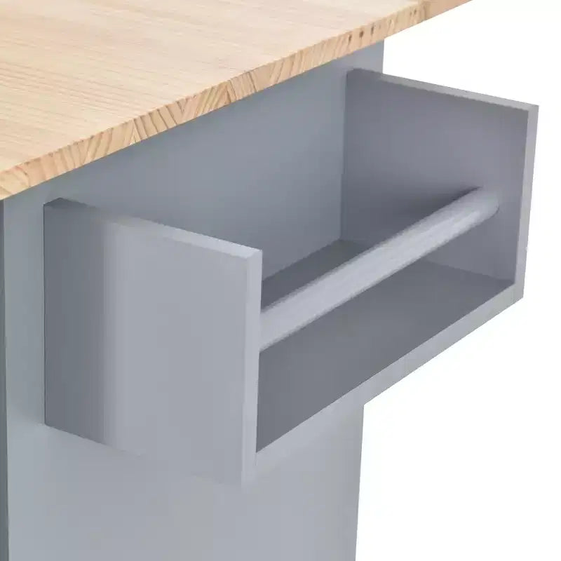 52.7 In. W Mobile Kitchen Island with Drop Leaf Wood Top, Spice Rack and Locking Wheels-ModernLuxe