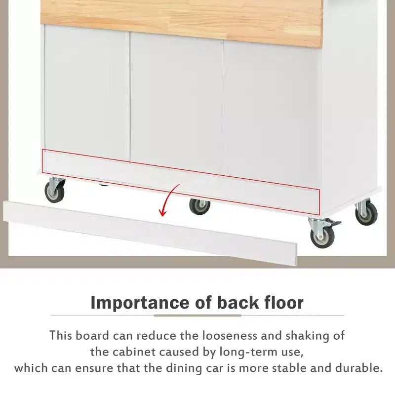 52.7 In. W Mobile Kitchen Island with Drop Leaf Wood Top, Spice Rack and Locking Wheels-ModernLuxe