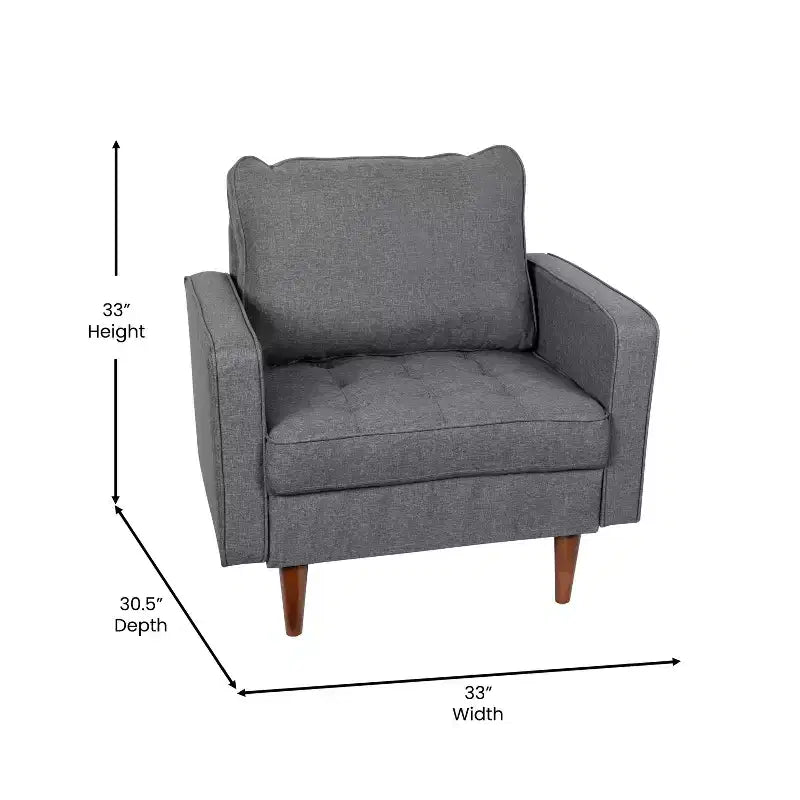 Merrick Lane Mid-Century Modern Armchair with Tufted Upholstery & Solid Wood Legs