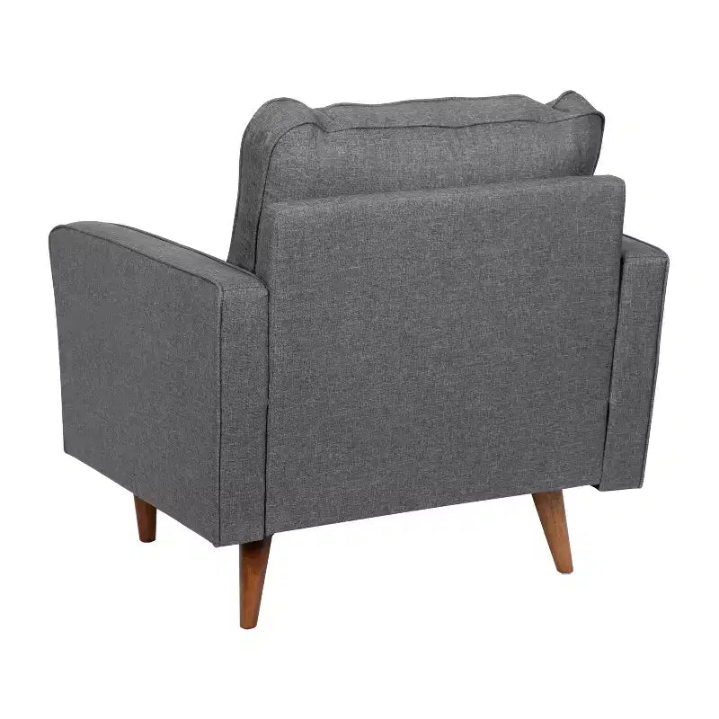 Merrick Lane Mid-Century Modern Armchair with Tufted Upholstery & Solid Wood Legs