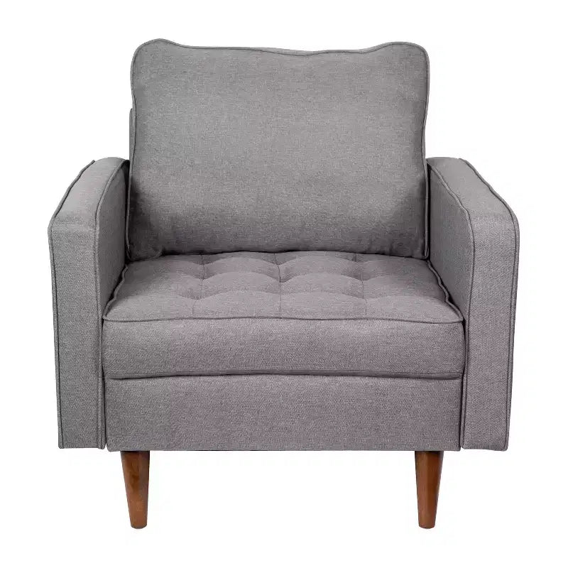 Merrick Lane Mid-Century Modern Armchair with Tufted Upholstery & Solid Wood Legs
