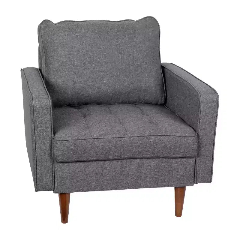 Merrick Lane Mid-Century Modern Armchair with Tufted Upholstery & Solid Wood Legs