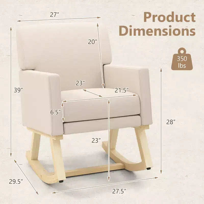 Costway Modern Upholstered Rocking Chair Rocking Armchair for Living Room Bedroom