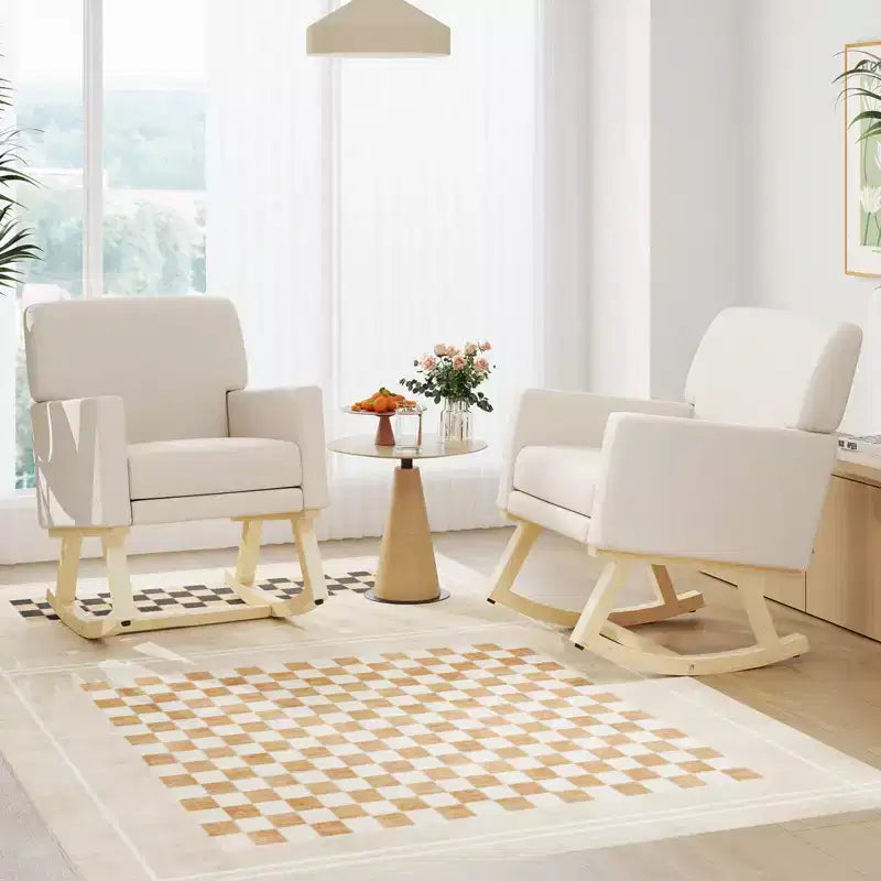 Costway Modern Upholstered Rocking Chair Rocking Armchair for Living Room Bedroom