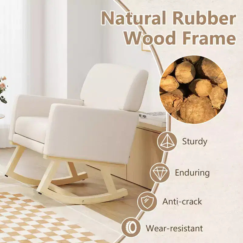 Costway Modern Upholstered Rocking Chair Rocking Armchair for Living Room Bedroom