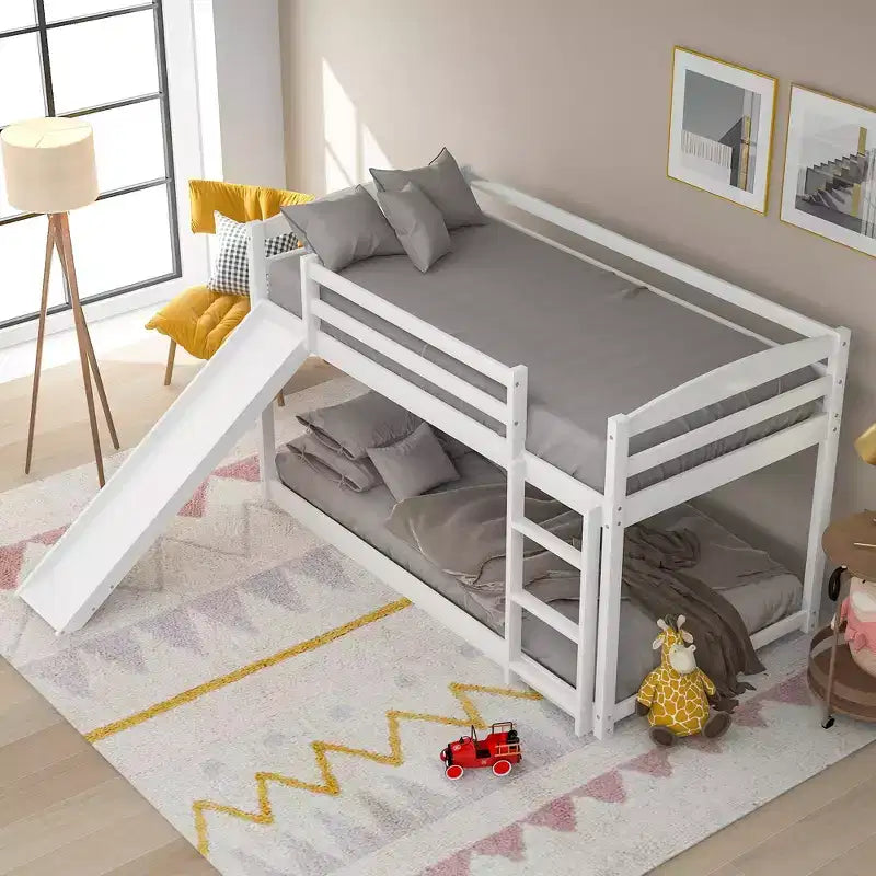 Twin over Twin Bunk Bed with Convertible Slide and Ladder - ModernLuxe