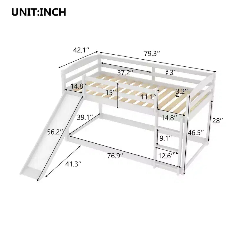 Twin over Twin Bunk Bed with Convertible Slide and Ladder - ModernLuxe