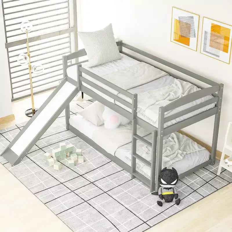 Twin over Twin Bunk Bed with Convertible Slide and Ladder - ModernLuxe