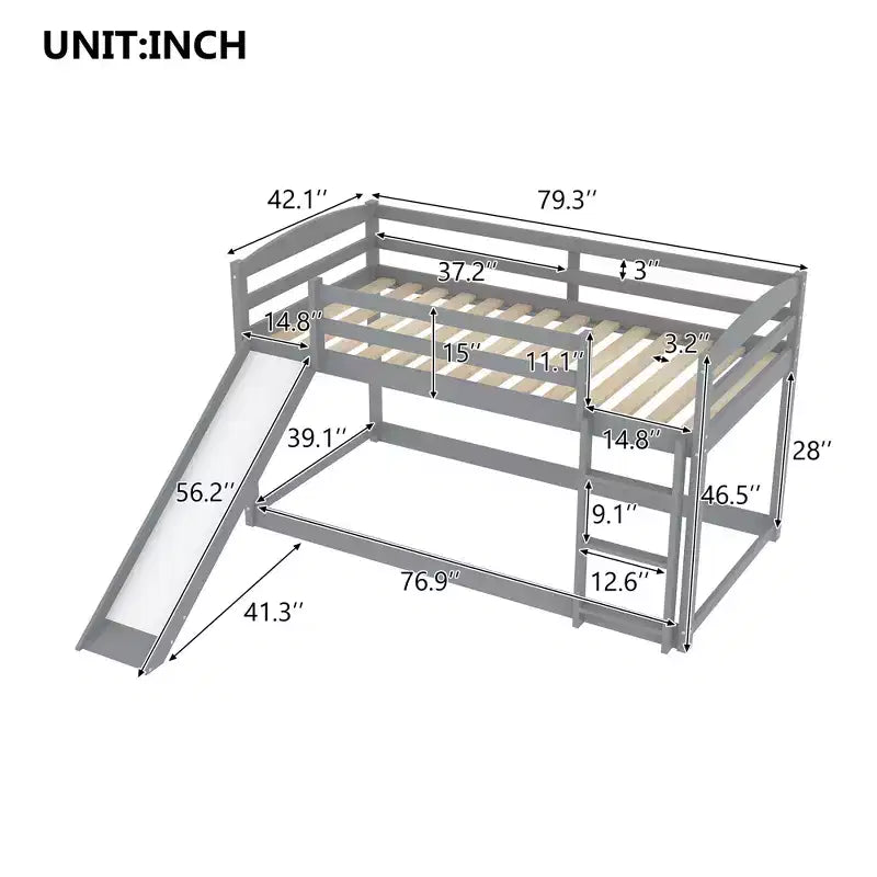 Twin over Twin Bunk Bed with Convertible Slide and Ladder - ModernLuxe