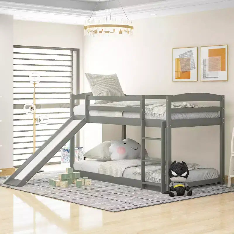 Twin over Twin Bunk Bed with Convertible Slide and Ladder - ModernLuxe
