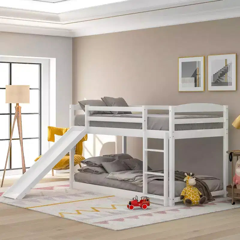 Twin over Twin Bunk Bed with Convertible Slide and Ladder - ModernLuxe