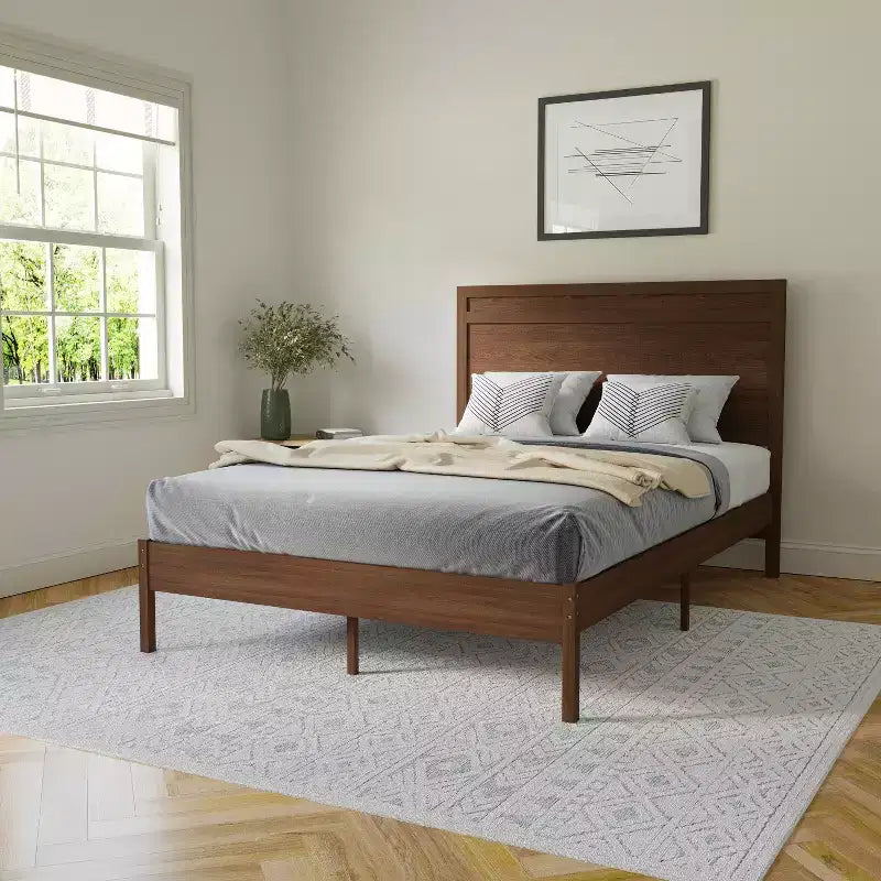 Flash Furniture Kingston Solid Wood Platform Bed with Wooden Slats and Headboard, No Box Spring Needed