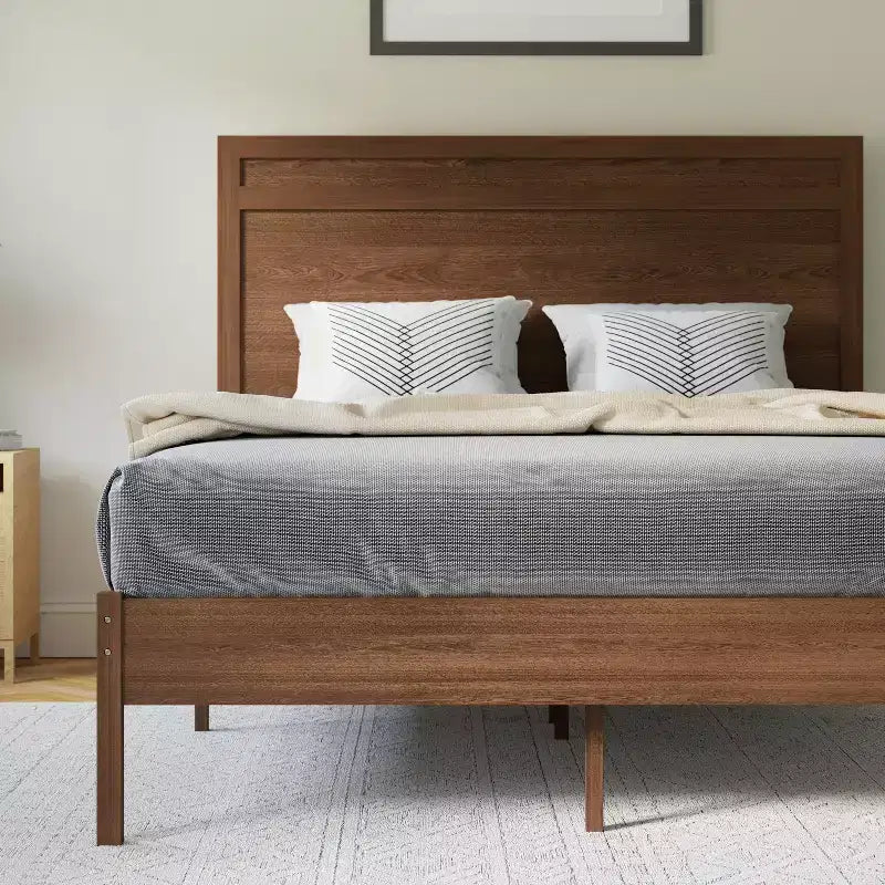 Flash Furniture Kingston Solid Wood Platform Bed with Wooden Slats and Headboard, No Box Spring Needed