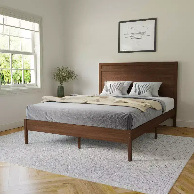 Flash Furniture Kingston Solid Wood Platform Bed with Wooden Slats and Headboard, No Box Spring Needed