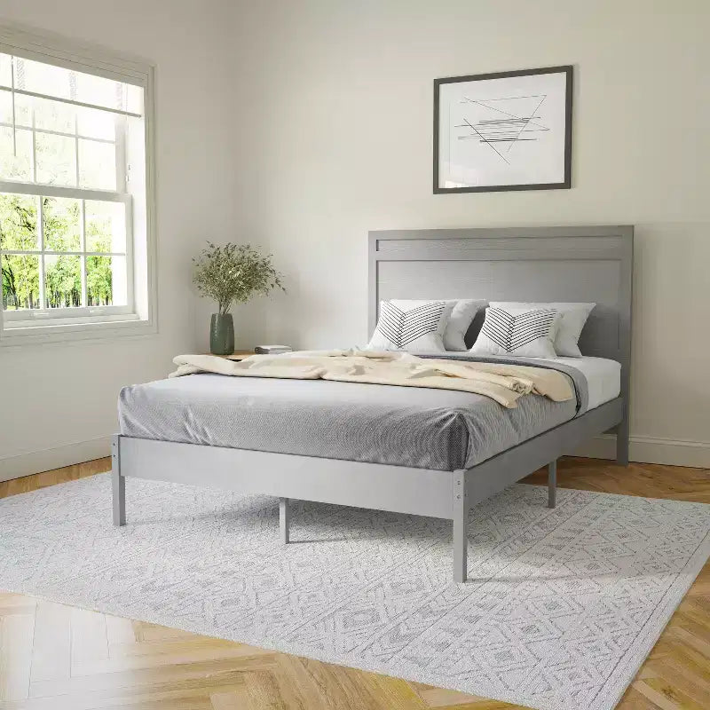 Flash Furniture Kingston Solid Wood Platform Bed with Wooden Slats and Headboard, No Box Spring Needed