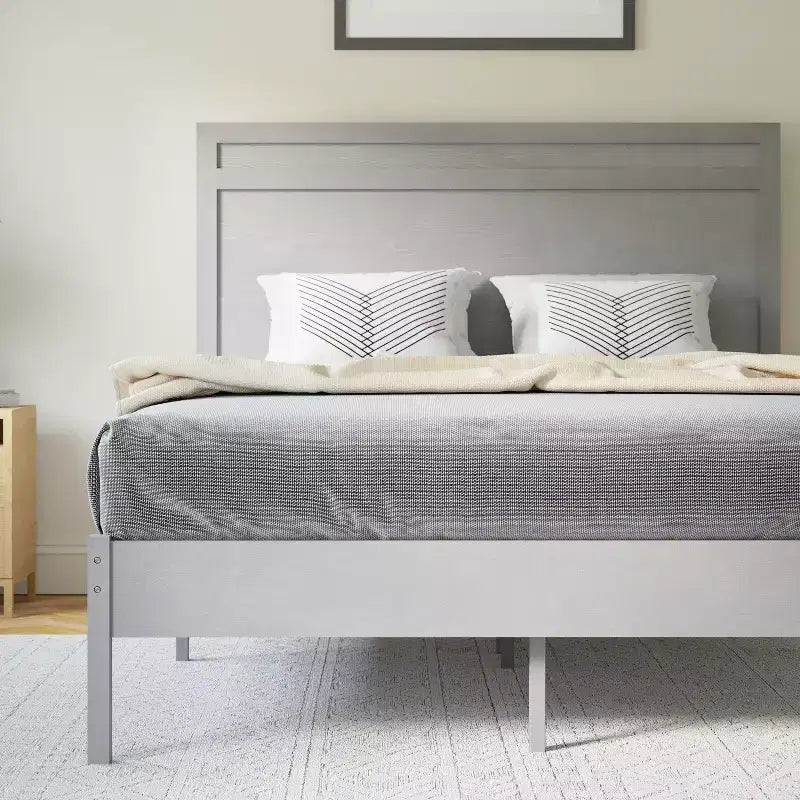 Flash Furniture Kingston Solid Wood Platform Bed with Wooden Slats and Headboard, No Box Spring Needed