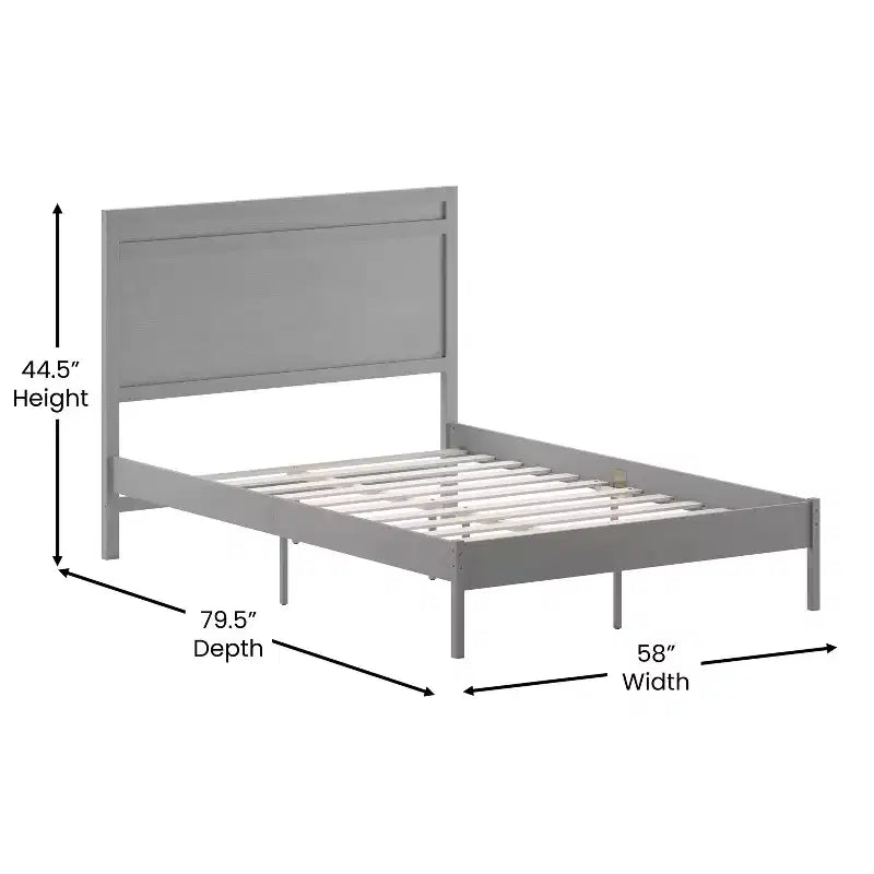 Flash Furniture Kingston Solid Wood Platform Bed with Wooden Slats and Headboard, No Box Spring Needed