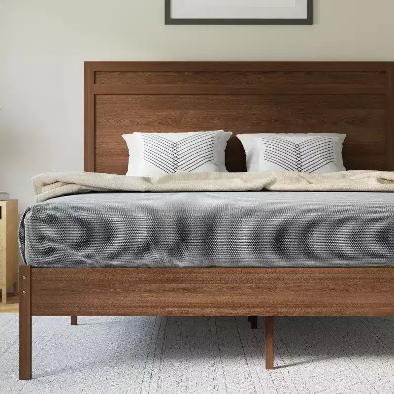 Flash Furniture Kingston Solid Wood Platform Bed with Wooden Slats and Headboard, No Box Spring Needed