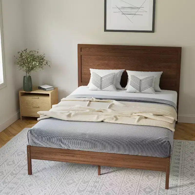 Flash Furniture Kingston Solid Wood Platform Bed with Wooden Slats and Headboard, No Box Spring Needed