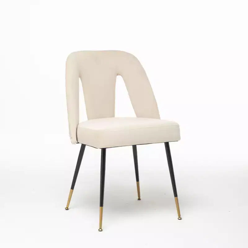 Set of 2 Modern Velvet Upholstered Dining Chair with Nailheads and Gold Tipped Black Metal Legs-ModernLuxe