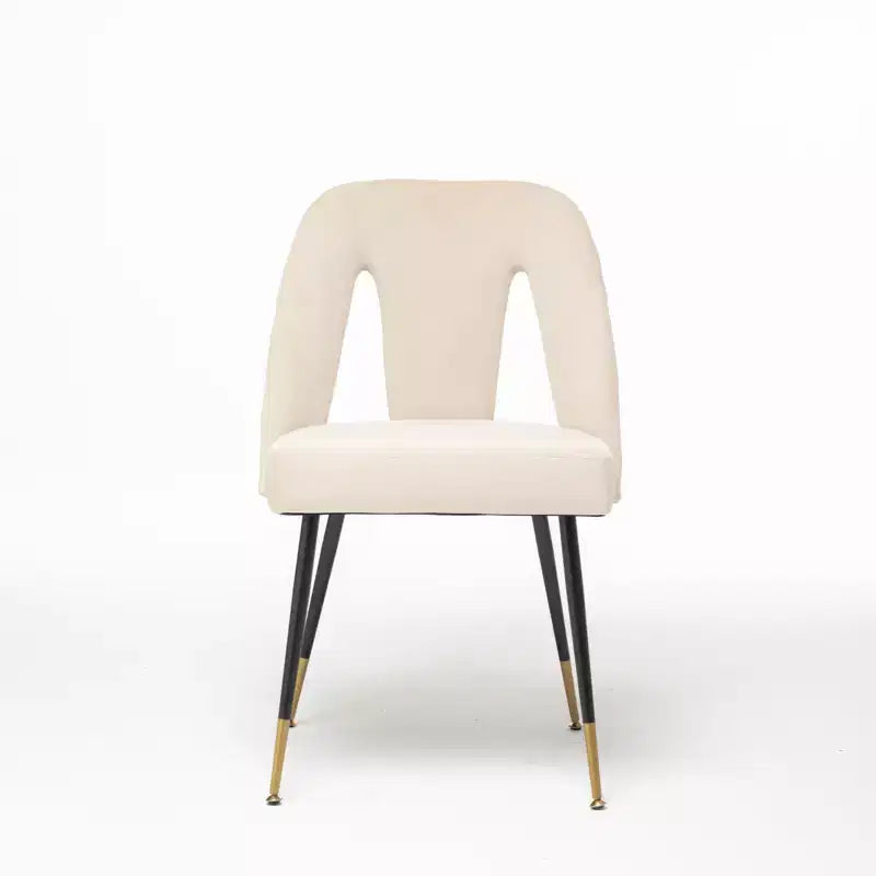 Set of 2 Modern Velvet Upholstered Dining Chair with Nailheads and Gold Tipped Black Metal Legs-ModernLuxe