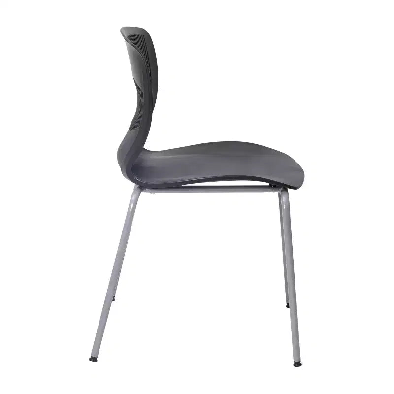 Emma and Oliver Heavy Duty 770 lb. Capacity Ergonomic Polypropylene Stack Chair with Lumbar Support and Steel Frame