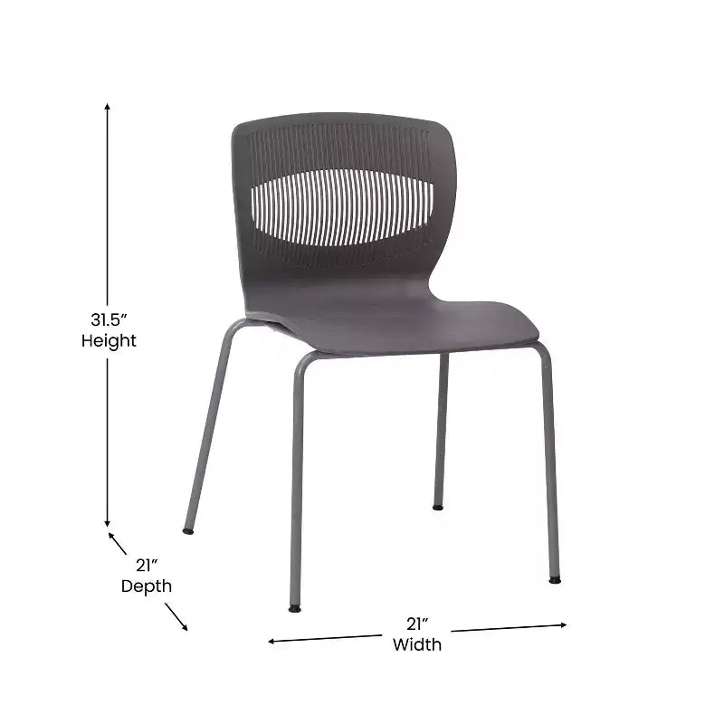 Emma and Oliver Heavy Duty 770 lb. Capacity Ergonomic Polypropylene Stack Chair with Lumbar Support and Steel Frame