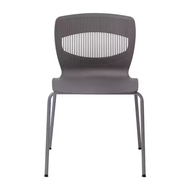 Emma and Oliver Heavy Duty 770 lb. Capacity Ergonomic Polypropylene Stack Chair with Lumbar Support and Steel Frame
