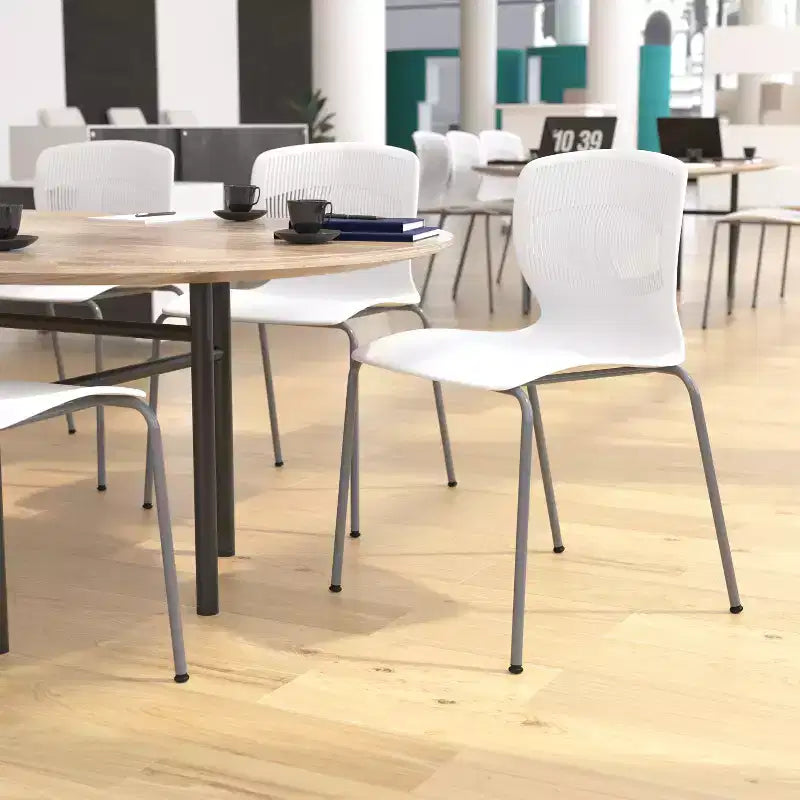 Emma and Oliver Heavy Duty 770 lb. Capacity Ergonomic Polypropylene Stack Chair with Lumbar Support and Steel Frame