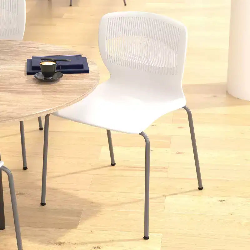 Emma and Oliver Heavy Duty 770 lb. Capacity Ergonomic Polypropylene Stack Chair with Lumbar Support and Steel Frame