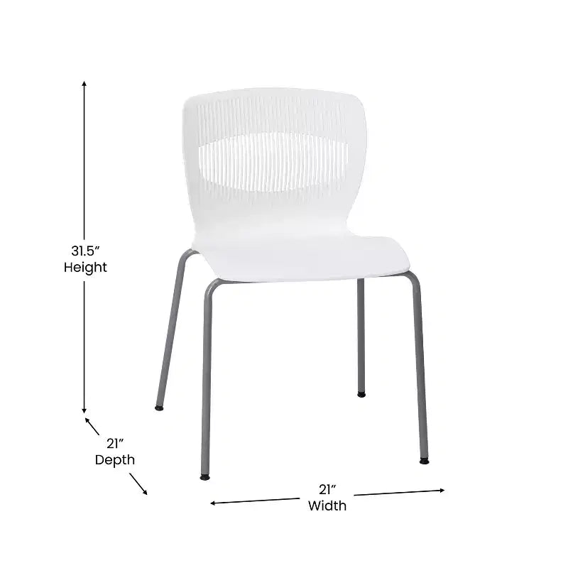 Emma and Oliver Heavy Duty 770 lb. Capacity Ergonomic Polypropylene Stack Chair with Lumbar Support and Steel Frame