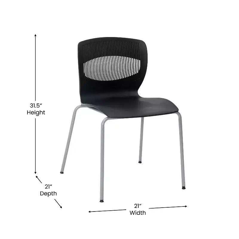 Emma and Oliver Heavy Duty 770 lb. Capacity Ergonomic Polypropylene Stack Chair with Lumbar Support and Steel Frame